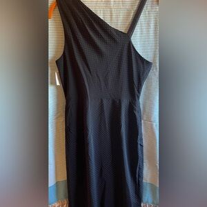 DKNY Black Midi Dress with White Dots XS